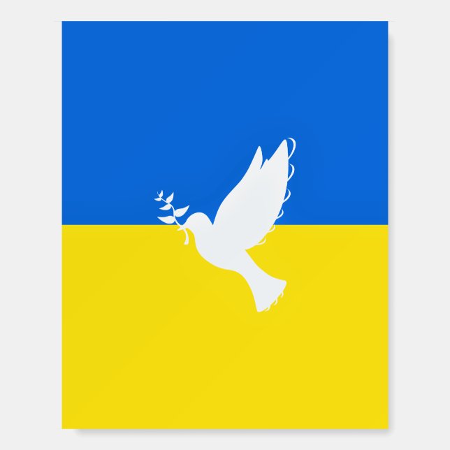 Ukraine Flag Foam Board Poster Dove of Peace (Front)