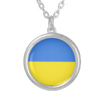 Ukraine Flag Freedom Silver Plated Necklace