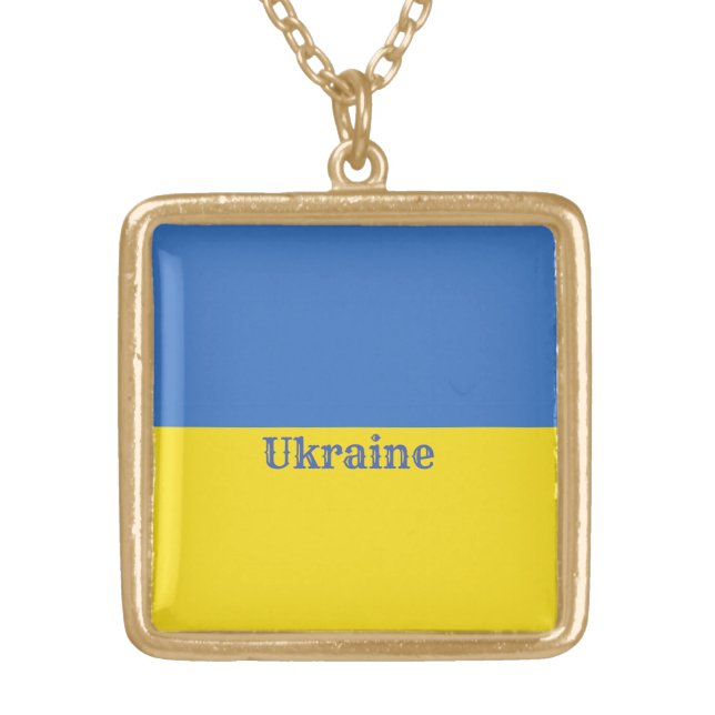 Ukraine Flag Gold Plated Necklace (Front)