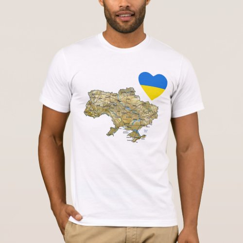 Ukraine Flag Heart and Map T_Shirt