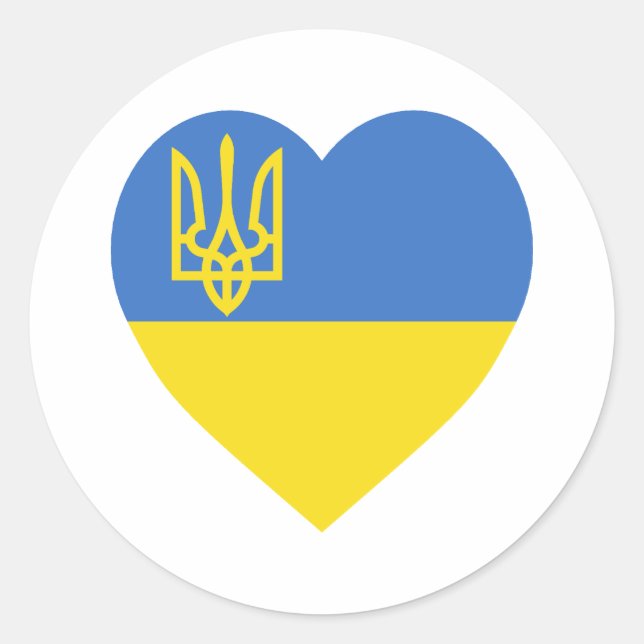 Ukraine Flag Heart Classic Round Sticker (Front)