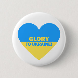 Ukraine Flag Heart Glory To Ukraine Button