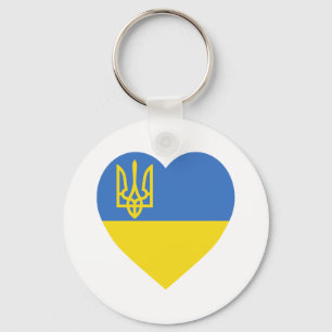Ukraine Flag Heart Keychain