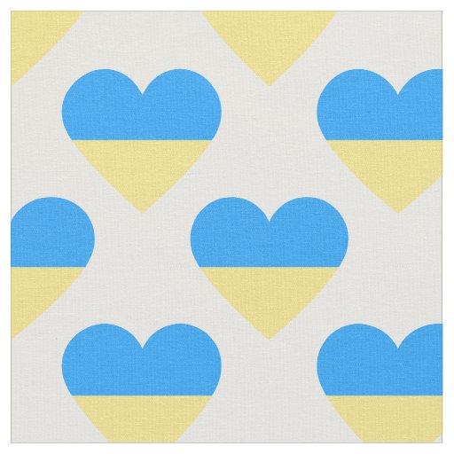 Ukraine Flag Heart Pattern Fabric