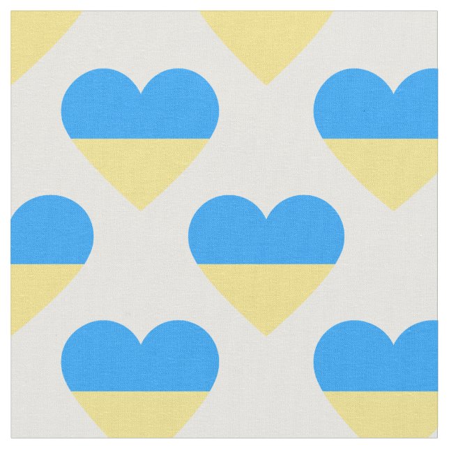 Ukraine Flag Heart Pattern Fabric (Close Up)