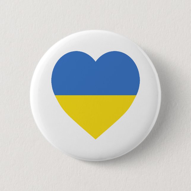 Ukraine Flag Heart Pinback Button (Front)