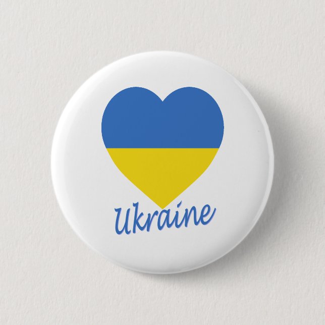 Ukraine Flag Heart Pinback Button (Front)