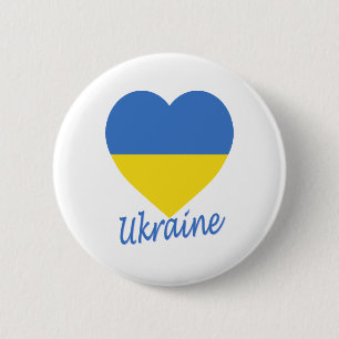 Ukraine Flag Heart Pinback Button