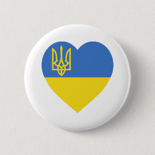 Ukraine Flag Heart Pinback Button