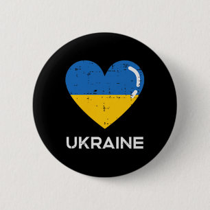 Ukraine Flag Heart Pocket Love Ukrainian Women Men Button