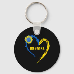 Ukraine Flag Heart Vintage Ukrainian Lovers Ukrain Keychain
