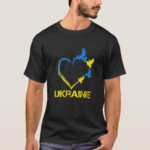 Ukraine Flag Heart Vintage Ukrainian Lovers Ukrain T_Shirt