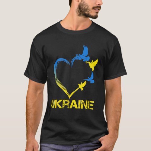 Ukraine Flag Heart Vintage Ukrainian Support Ukrai T_Shirt