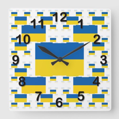 Ukraine Flag in Multiple Colorful Layers 2 Square Wall Clock