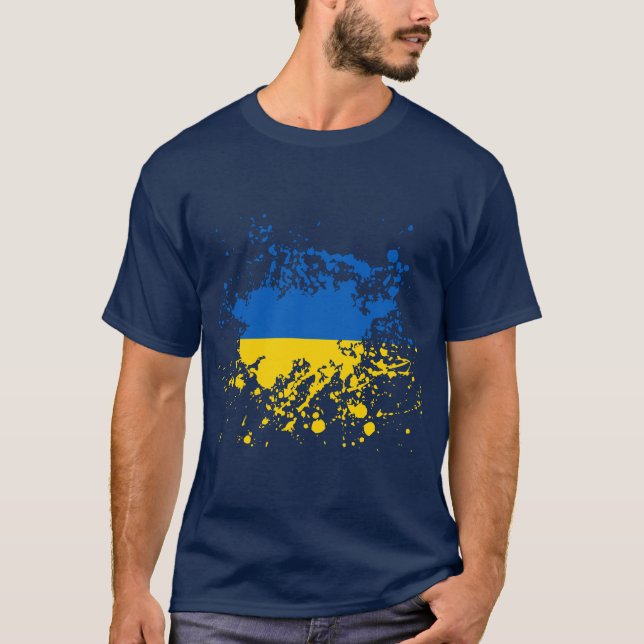 Ukraine Flag Ink Splatter T-Shirt (Front)