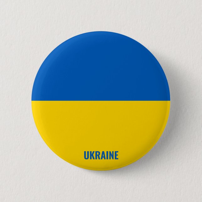 Ukraine Flag Inscription Blue Yellow Button (Front)