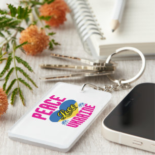 Ukraine Flag Inspired Peace Love Keychain
