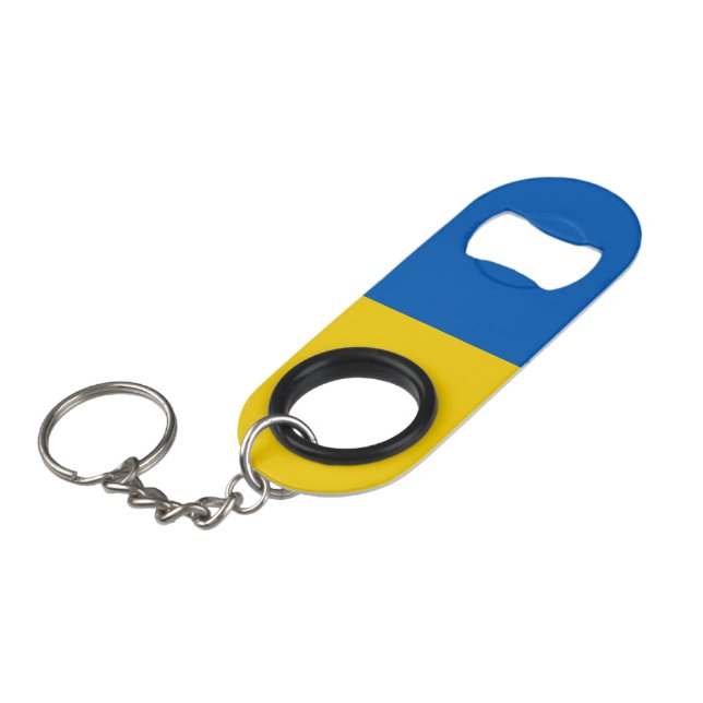 Ukraine flag keychain bottle opener (Front Angled)