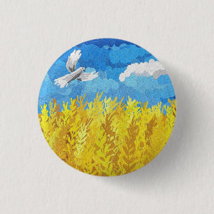 Ukraine Flag Landscape Button