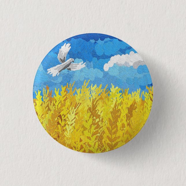 Ukraine Flag Landscape Button (Front)