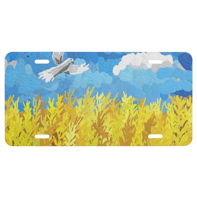 Ukraine Flag Landscape License Plate (Front)