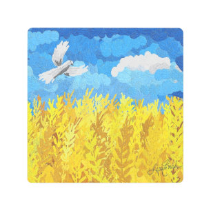 Ukraine Flag Landscape Metal Print