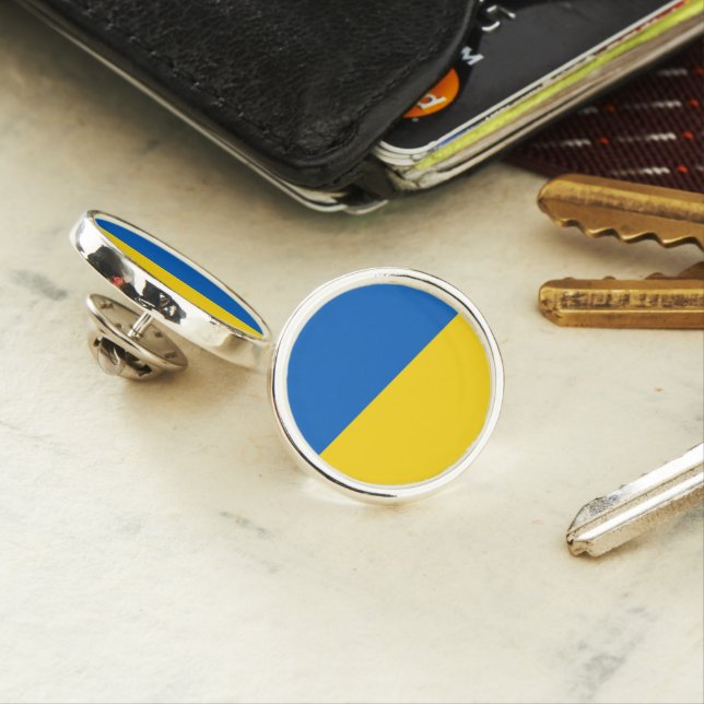 Ukraine flag lapel pin (In Situ)