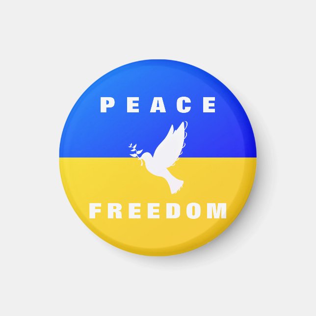Ukraine Flag Magnet Support Peace Dove - Freedom (Front)