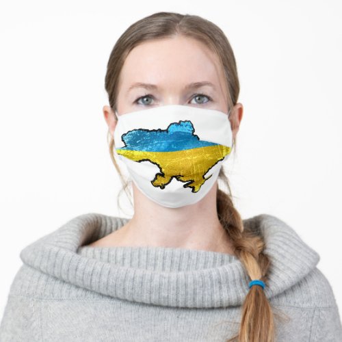 Ukraine Flag Map Adult Cloth Face Mask