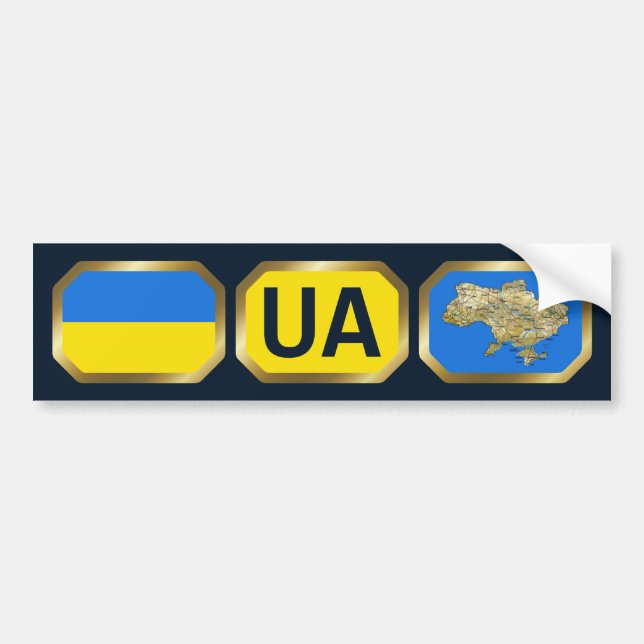 Ukraine Flag Map Code Bumper Sticker (Front)
