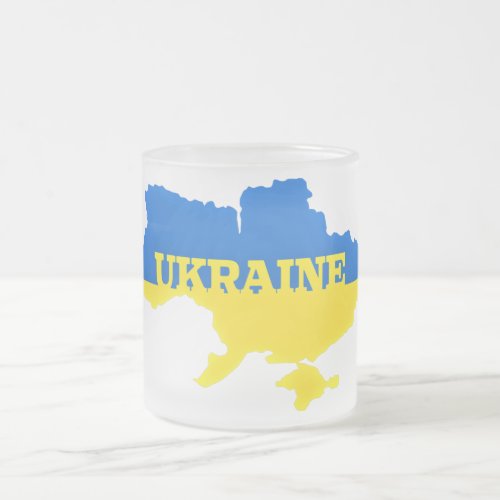 Ukraine Flag Map _ Freedom  Frosted Glass Coffee Mug