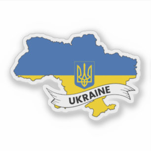Ukraine Flag Map Sticker