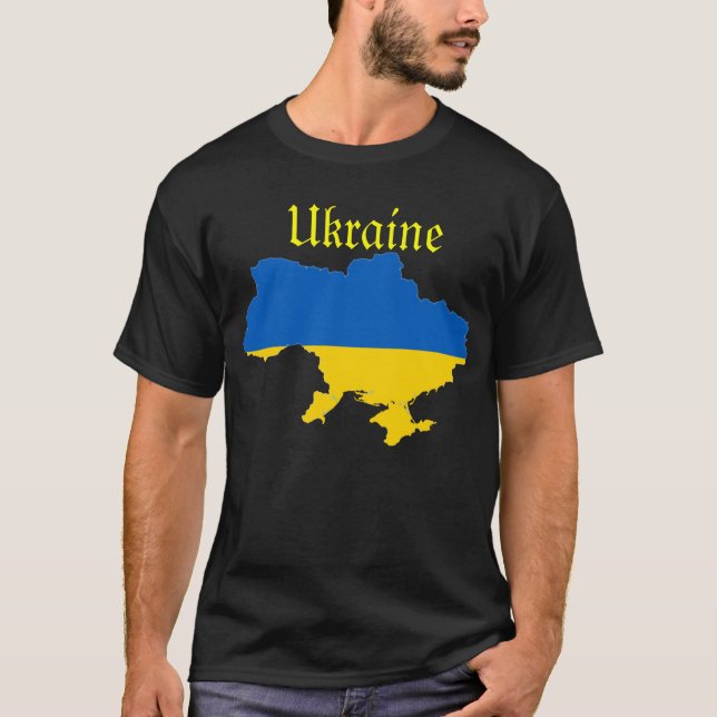 Ukraine Flag Map T-Shirt (Front)