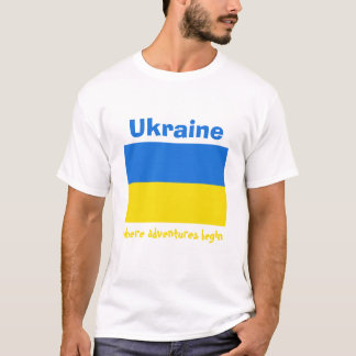 Ukraine Flag + Map + Text T-Shirt