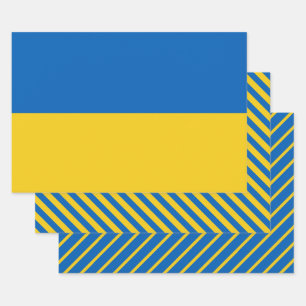 Ukraine Flag Modern Striped Pattern Wrapping Paper Sheets