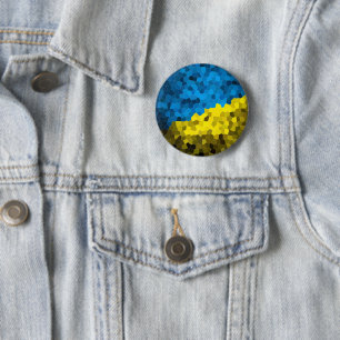 Ukraine flag mosaic button