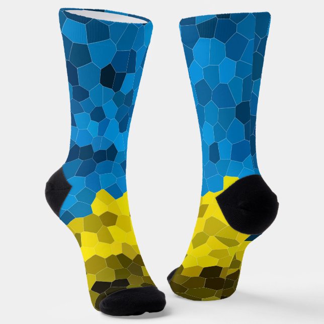 Ukraine flag mosaic socks (Angled)
