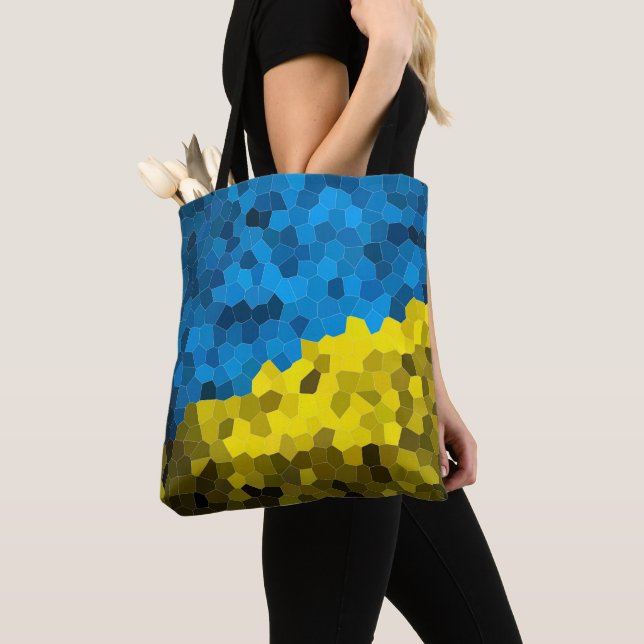 Ukraine flag mosaic tote bag (Close Up)