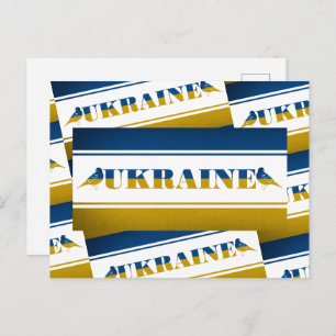 Ukraine Flag, National Nightingale Birds Postcard