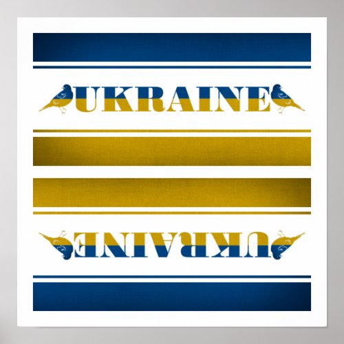 Ukraine Flag National Nightingale Birds Poster