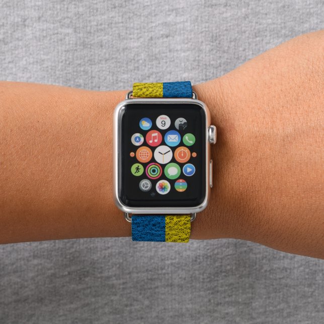 Ukraine flag on leather apple watch band (In Situ)