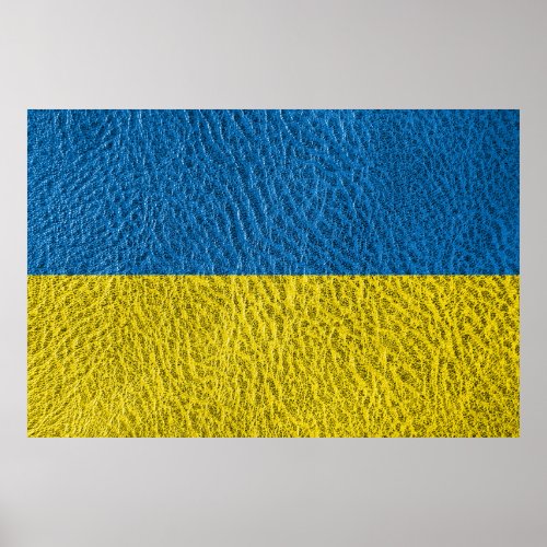 Ukraine flag on leather poster