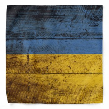 Ukraine Flag On Old Wood Grain Bandana by electrosky at Zazzle