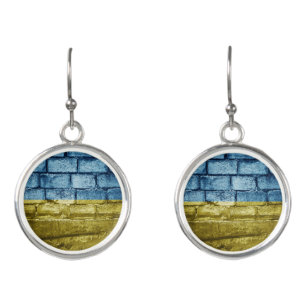 Ukraine flag on wall earrings