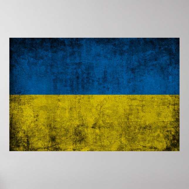 Ukraine flag on wall poster (Front)