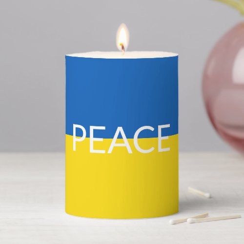 Ukraine flag peace blue yellow custom text pillar candle