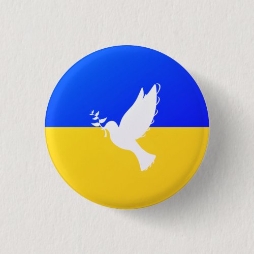 Ukraine Flag Peace Dove Button Support Freedom