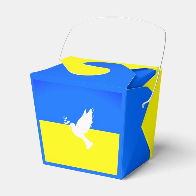 Ukraine Flag Peace Dove Favor Box (Front Side)