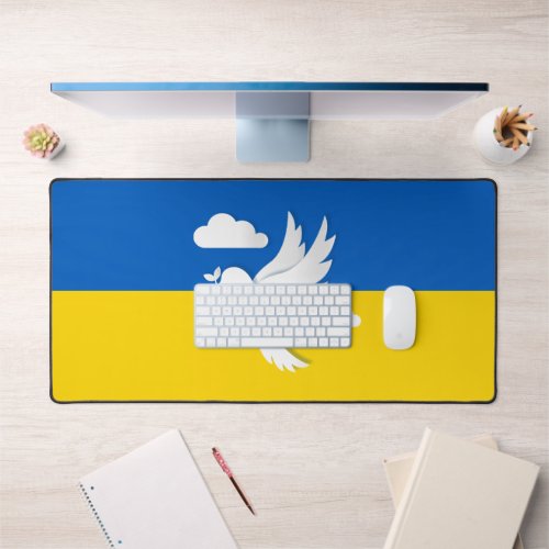 Ukraine Flag Peace Dove _ Freedom Desk Mat