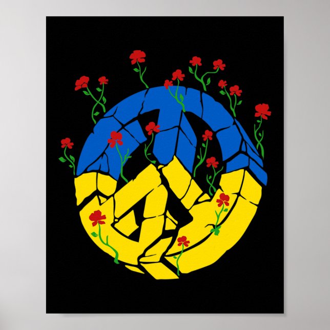 Ukraine Flag Peace Flowers  Poster (Front)